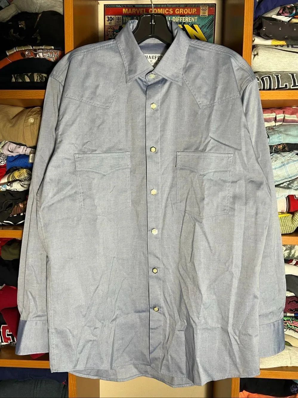 Schaefer Outfitter Men’s Western Pearl Snap Long Sleeve Shirt Medium